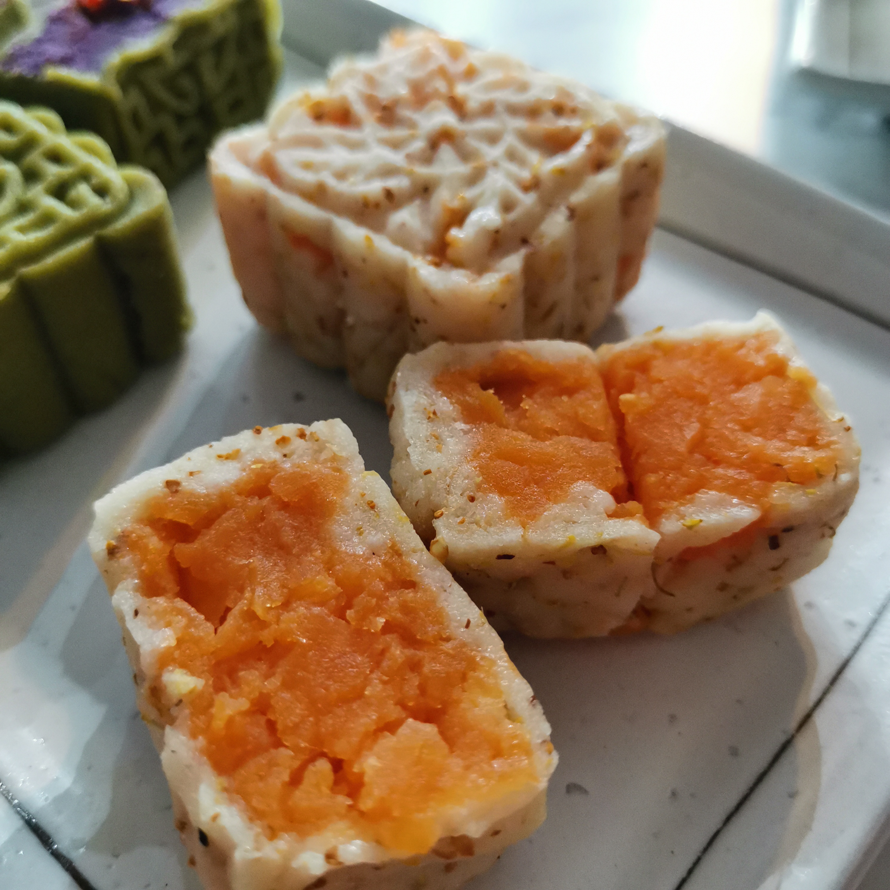 Osmanthus Snow Skin Mooncake with Sweet Potato