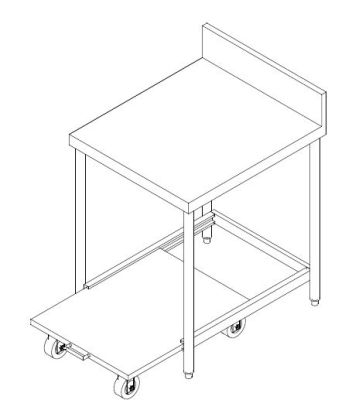 SS RICE COOKER TABLE C/W SS SLIDING TYPE UNDER SHELF &amp; BOTH SIDE PARTITION