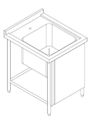 SS SINGLE BOWL SINK TABLE CW FRONT DOOR 900MM