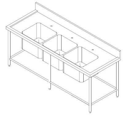 SS TRIPLE BOWL SINK TABLE