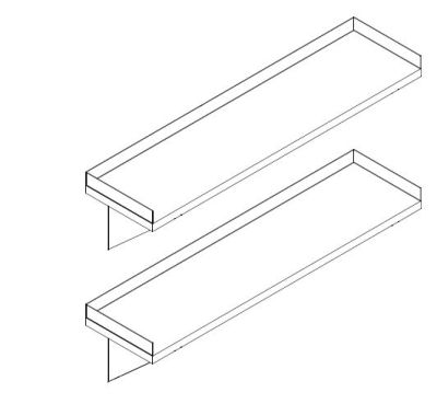 SS 2 TIERS WALL MOUNTED SHELF 1200MM