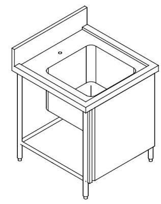 SS SINGLE BOWL SINK TABLE CW FRONT DOOR 1000MM