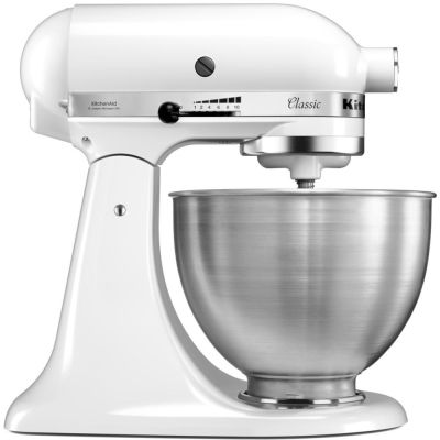 KITCHENAID 4.3L Classic Tilt Head Stand Mixer (Metallic Glossy - White) 5K45SSBWH