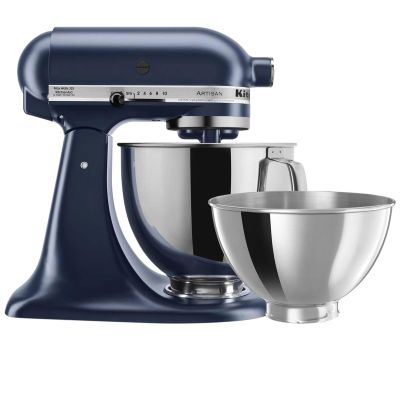 KITCHENAID 4.8L Artisan Tilt Head Stand Mixer with Twin Bowls (Matte Ink Blue) 5KSM175PSBIB