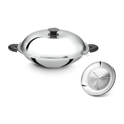 BUFFALO 40cm Stainless Steel Round Bottom Wok BY01