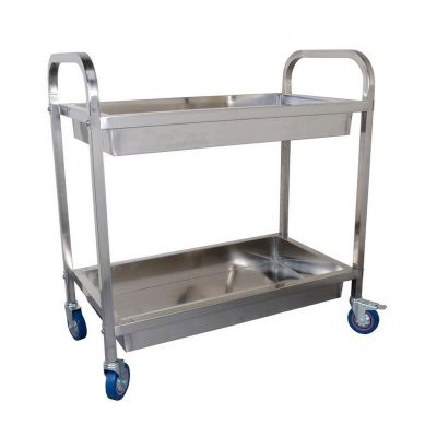 112502 (MEDIUM) S/S TWO TIER UTILITY CART CHN-TROLLY-010