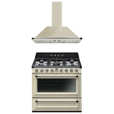 SMEG Victoria cooker with Wall Mounted Decorative Hood - Cream COO-VIC-90-P