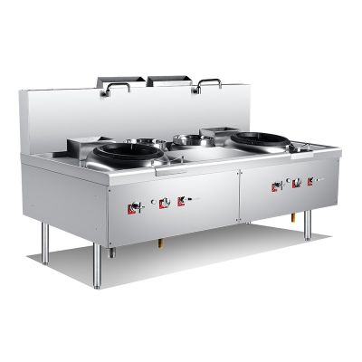 NEWWAY Gas Environmental Wok Range Double Burner W/Double Rear Pot CW-215-22D