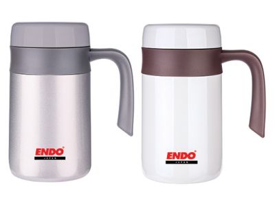 ENDO 400ml Double S/Steel Desk Mug With Fine Porcelain Interior CX+1009