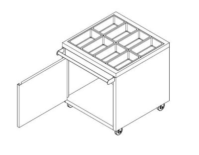 Stainless Steel Cutlery / Utensil Holder Cabinet with Wheels