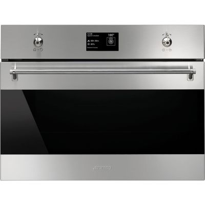 SMEG 45cm Classic Series Compact Combination Steam Oven SF4390VCX1