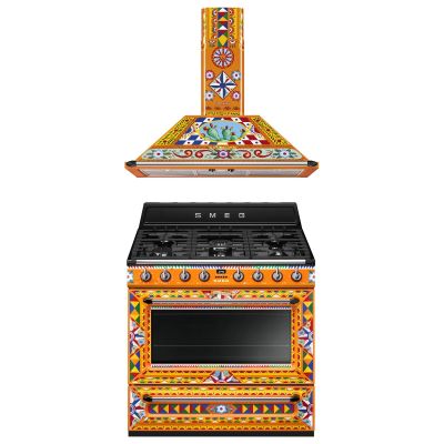 SMEG Divina cooker with Wall Mounted Decorative Hood COO-VIC-90DGC