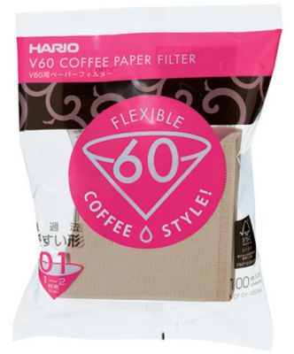 Hario V60 Paper Filter 01 W 100 sheets (unbleached) VCF-01-100M