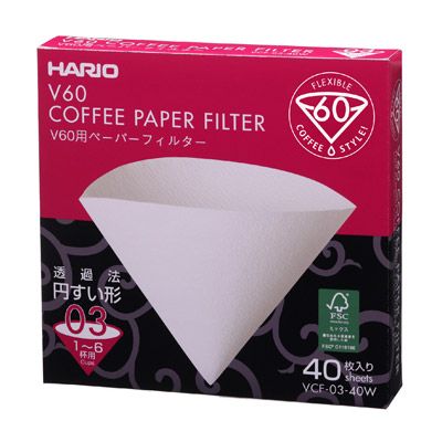 HARIO V60 Paper Filter 03 W 40 Sheets (White) VCF-03-40W