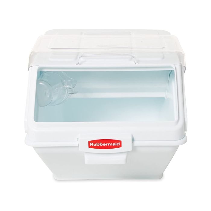 Rubbermaid Commercial ProSave Shelf-Storage Ingredient Bin with Scoop, White