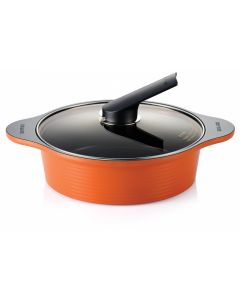 HAPPYCALL 24cm Die Cast Low Stock Pot - Orange 3003-0015