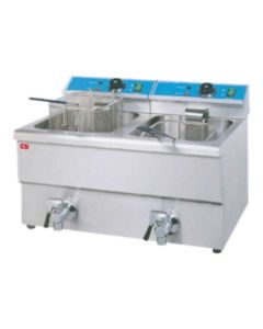 CN Counter Top Electric Fryer - Double Tank C/W Tap CN-EF8L2-T