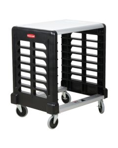 RUBBERMAID 8 Slot Side Loader Prep Cart with Cutting Board (Food Boxes and Sheet Pans) FG331600BLA