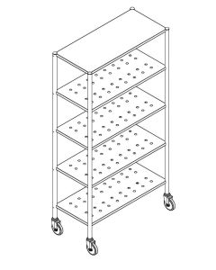 Stainless Steel 5 Tier Perforated Rack with Wheels