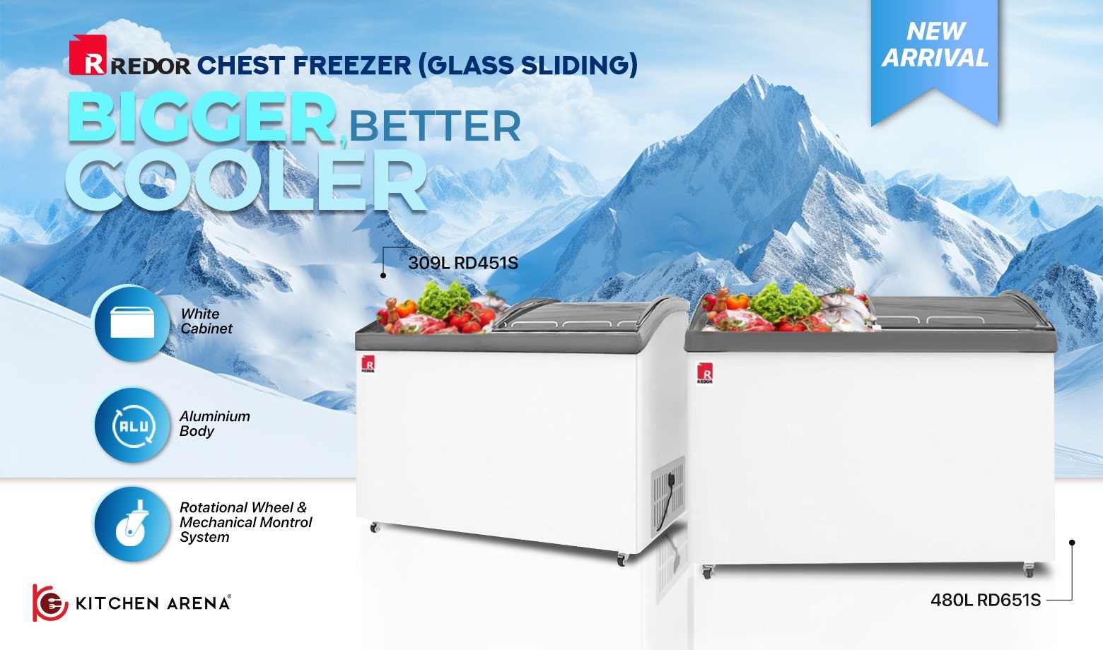 Redor Chest Freezer (Glass Sliding)